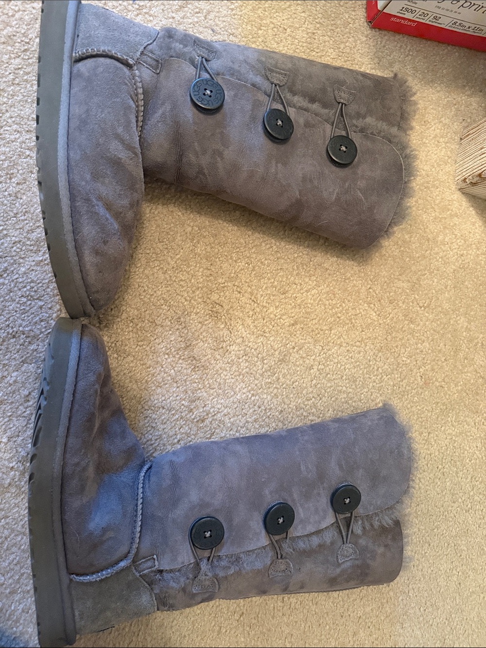 UGG Gray Button Suede Winter Boots
